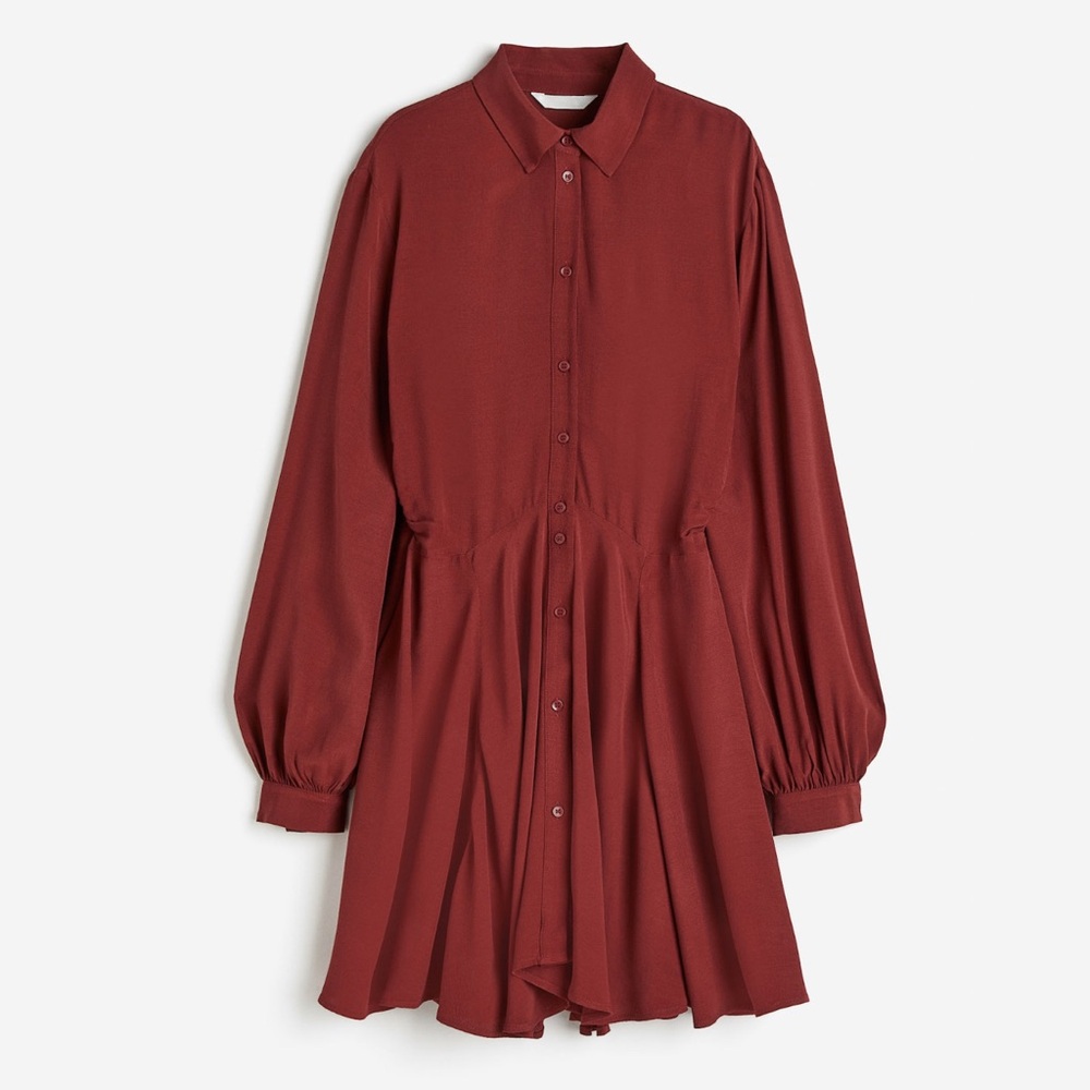 H&M Brick Red Button Front Midi Dress NWT Size XS ✨